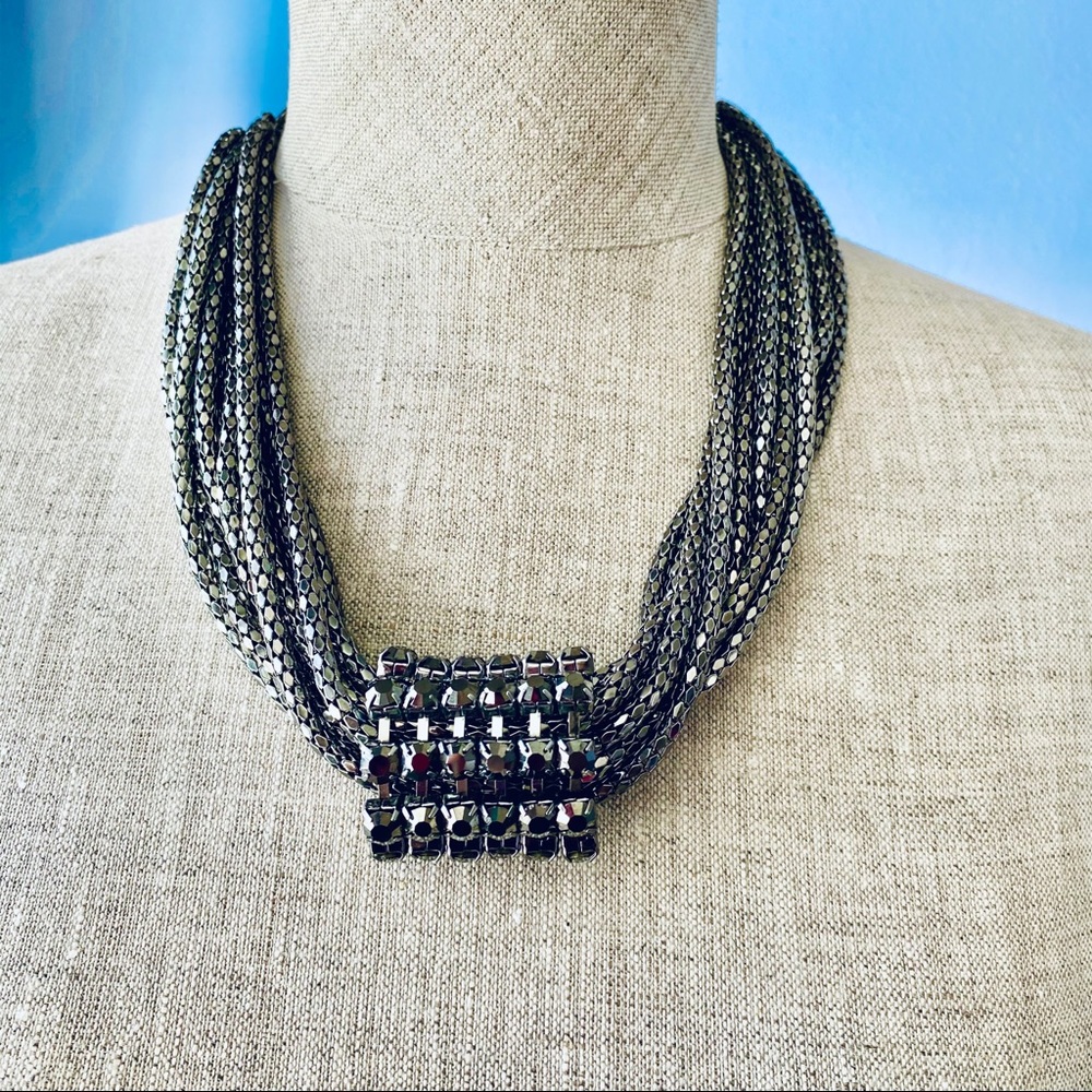 Graziano Silver Tone Multi Strand Necklace